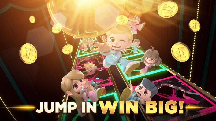 Welcome bonus offer with gold coins and confetti celebration